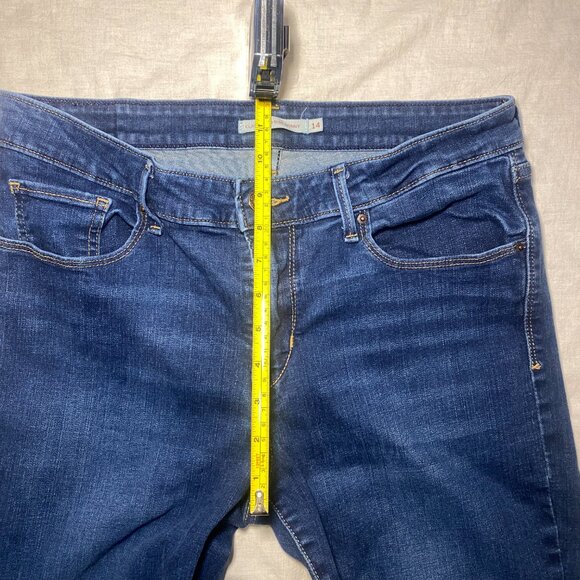 Levis Classic Mid Rise Skinny Jeans Womens 14 Raw Hem MedWash Denim Stretch EUC - Picture 9 of 12